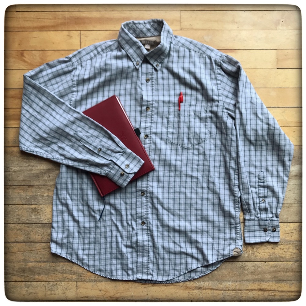 ❣️Business casual collared shirt, checker plaid